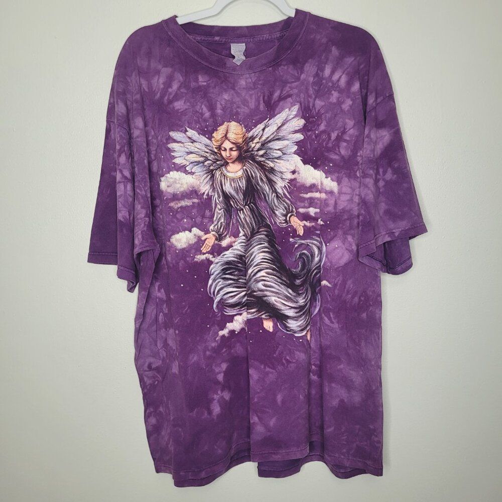 Angel tie dye purple short sleeve big graphic oversized t shirt size xl